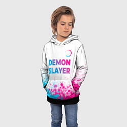 Толстовка-худи детская Demon Slayer neon gradient style: символ сверху, цвет: 3D-черный — фото 2