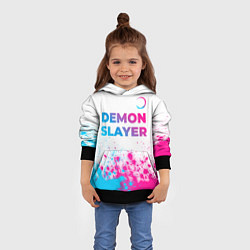 Толстовка-худи детская Demon Slayer neon gradient style: символ сверху, цвет: 3D-черный — фото 2