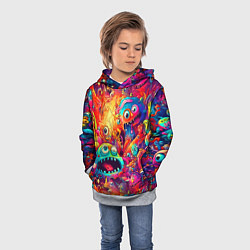 Толстовка-худи детская Кислотные чудики, цвет: 3D-меланж — фото 2