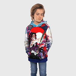 Толстовка-худи детская Кокушибо первая луна - Клинок рассекающий демонов, цвет: 3D-синий — фото 2