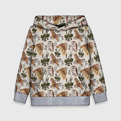 Толстовка-худи детская Совы и подорожник, цвет: 3D-меланж