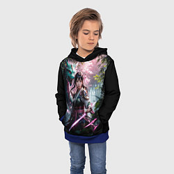 Толстовка-худи детская Японская девушка и дракон, цвет: 3D-синий — фото 2