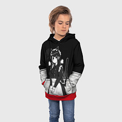 Толстовка-худи детская Коми сан у школьной доски, цвет: 3D-красный — фото 2