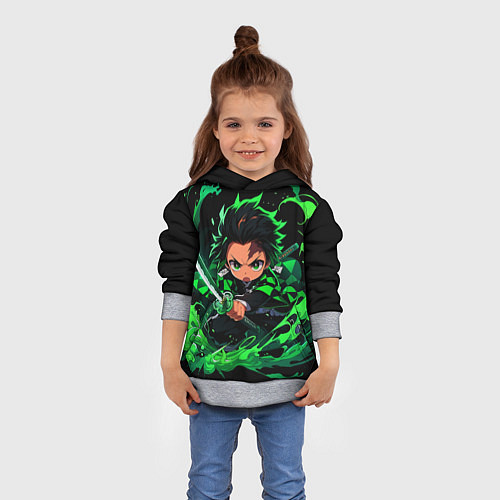 Детская толстовка Танджиро Комадо - чибби арт / 3D-Меланж – фото 4
