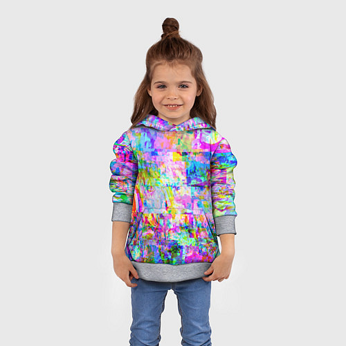 Детская толстовка Яркий неоновый абстрактный Glitch / 3D-Меланж – фото 4