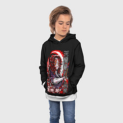 Толстовка-худи детская Кокушибо первая луна - Клинок демонов, цвет: 3D-белый — фото 2