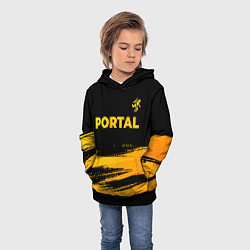 Толстовка-худи детская Portal - gold gradient: символ сверху, цвет: 3D-черный — фото 2