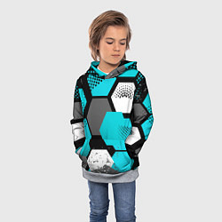 Толстовка-худи детская Шестиугольники абстрактный фон, цвет: 3D-меланж — фото 2
