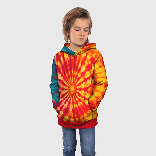Детская толстовка Тай дай солнце / 3D-Красный – фото 3