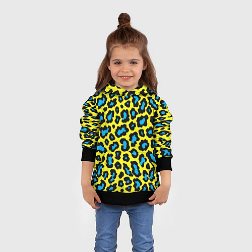 Детская толстовка Кислотный леопард паттерн / 3D-Черный – фото 4