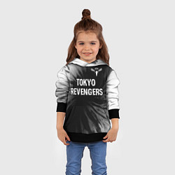 Толстовка-худи детская Tokyo Revengers glitch на темном фоне: символ свер, цвет: 3D-черный — фото 2