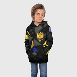 Толстовка-худи детская Герб РФ абстракция, цвет: 3D-черный — фото 2