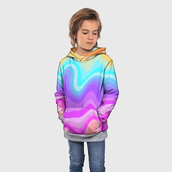 Толстовка-худи детская Неоновая разноцветная волна, цвет: 3D-меланж — фото 2
