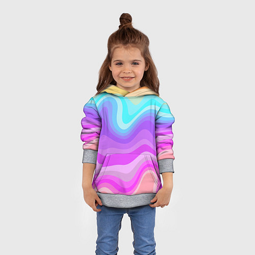 Детская толстовка Неоновая разноцветная волна / 3D-Меланж – фото 4