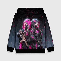 Толстовка-худи детская Военные аниме девушки, цвет: 3D-черный