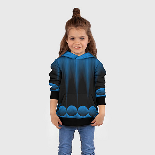 Детская толстовка Сине-черный градиент в полоску / 3D-Черный – фото 4