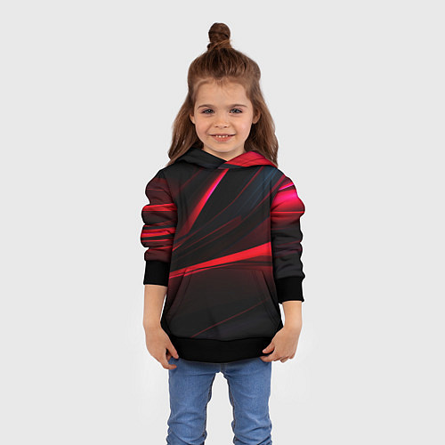 Детская толстовка Red lighting black background / 3D-Черный – фото 4