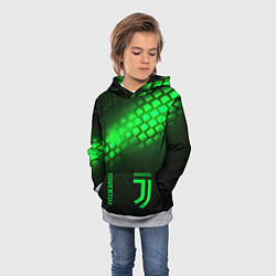 Толстовка-худи детская Juventus green logo neon, цвет: 3D-меланж — фото 2