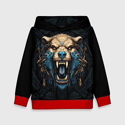 Толстовка-худи детская Скандинавский медведь, цвет: 3D-красный