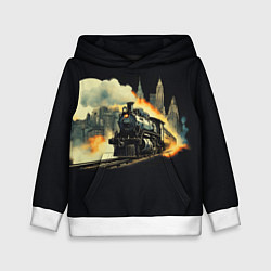 Толстовка-худи детская Поезд путешествие, цвет: 3D-белый