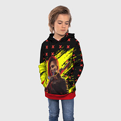Толстовка-худи детская Cyberpunk 2077 Phantom Liberty, цвет: 3D-красный — фото 2