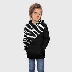 Толстовка-худи детская Полосы зебры с черным, цвет: 3D-черный — фото 2