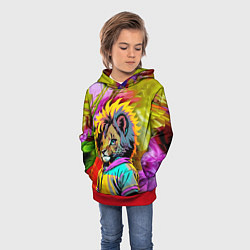 Толстовка-худи детская Funny lion cub - pop art, цвет: 3D-красный — фото 2
