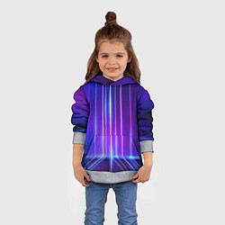Толстовка-худи детская Neon glow - vaporwave - strips, цвет: 3D-меланж — фото 2
