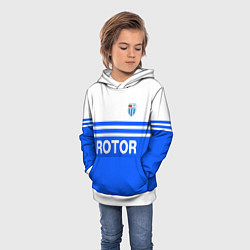 Толстовка-худи детская ФК Ротор - синии линии, цвет: 3D-белый — фото 2