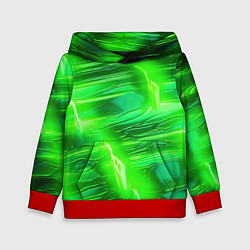 Толстовка-худи детская Яркий зеленый фон, цвет: 3D-красный
