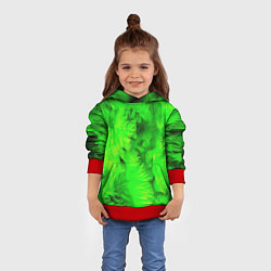 Толстовка-худи детская Green abstract texture, цвет: 3D-красный — фото 2