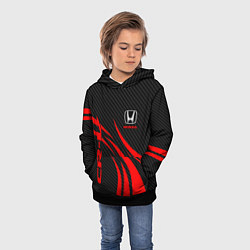 Толстовка-худи детская Honda CR-V - красный и карбон, цвет: 3D-черный — фото 2
