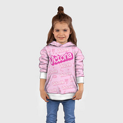 Толстовка-худи детская Виктория - паттерн Барби розовый, цвет: 3D-белый — фото 2