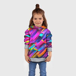 Толстовка-худи детская Неоновые разноцветные пластины, цвет: 3D-меланж — фото 2