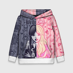Толстовка-худи детская Барби и Уэнсдей - мои две личности: в стиле тату, цвет: 3D-белый