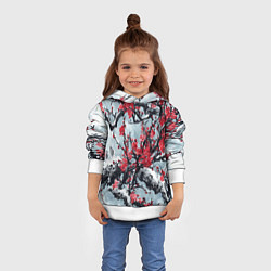 Толстовка-худи детская Лепестки цветущей вишни - сакура, цвет: 3D-белый — фото 2