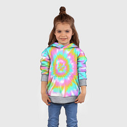 Толстовка-худи детская Tie-Dye кислотный в стиле барби, цвет: 3D-меланж — фото 2