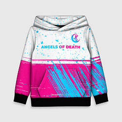 Толстовка-худи детская Angels of Death neon gradient style: символ сверху, цвет: 3D-черный