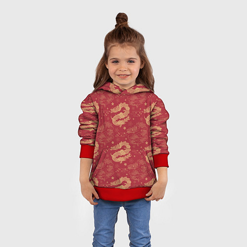 Детская толстовка The chinese dragon pattern / 3D-Красный – фото 4