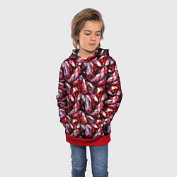 Толстовка-худи детская Рубиновый паттерн, цвет: 3D-красный — фото 2