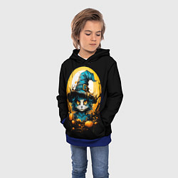Толстовка-худи детская Синий кот колдун, цвет: 3D-синий — фото 2