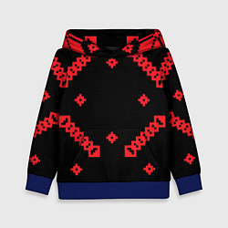 Толстовка-худи детская Национальный - черный 2, цвет: 3D-синий