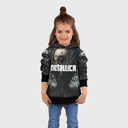 Толстовка-худи детская Металлика на фоне одноглазого рок монстра, цвет: 3D-черный — фото 2