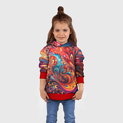 Толстовка-худи детская Новая гжель, цвет: 3D-красный — фото 2