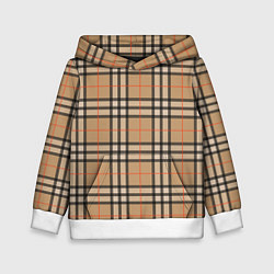 Толстовка-худи детская Клетка коричневая, цвет: 3D-белый