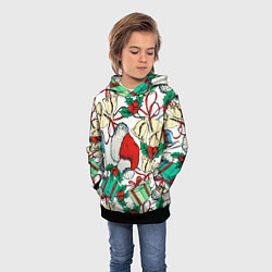 Толстовка-худи детская Узор с новогодними падарками, цвет: 3D-черный — фото 2