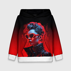 Толстовка-худи детская Cyberpunk girl, цвет: 3D-белый