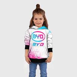 Толстовка-худи детская BYD neon gradient style, цвет: 3D-черный — фото 2