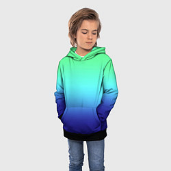 Толстовка-худи детская Градиент зелёно-синий, цвет: 3D-черный — фото 2