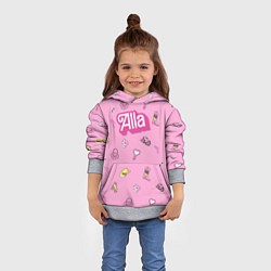 Толстовка-худи детская Алла - в стиле ретро барби: аксессуары на розовом, цвет: 3D-меланж — фото 2